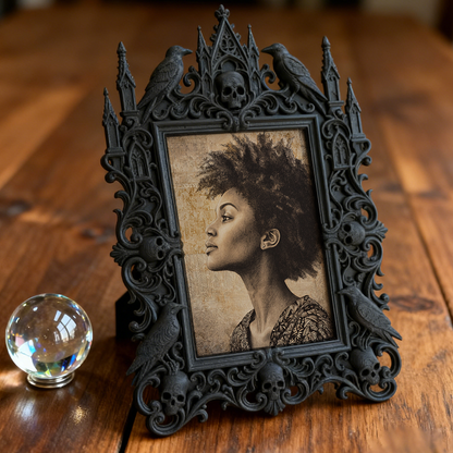 Gothic Dark-style Photo Frame | Horror Movie Viewing Room Decor, Photo Ornament, Wall-mountable & Tabletop, Waterproof Plastic Frame