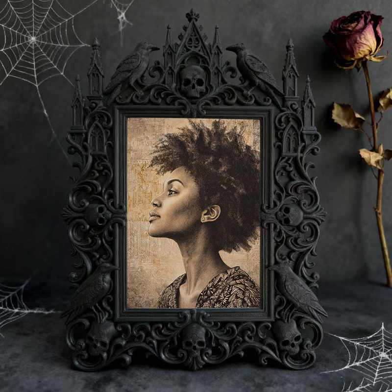 Gothic Dark-style Photo Frame | Horror Movie Viewing Room Decor, Photo Ornament, Wall-mountable & Tabletop, Waterproof Plastic Frame