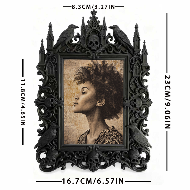 Gothic Dark-style Photo Frame | Horror Movie Viewing Room Decor, Photo Ornament, Wall-mountable & Tabletop, Waterproof Plastic Frame