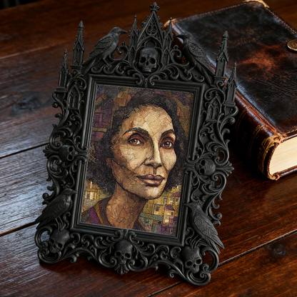 Gothic Dark-style Photo Frame | Handmade Leather Workshop Decor, Photo Ornament, Wall-mountable & Tabletop, Waterproof Plastic Frame