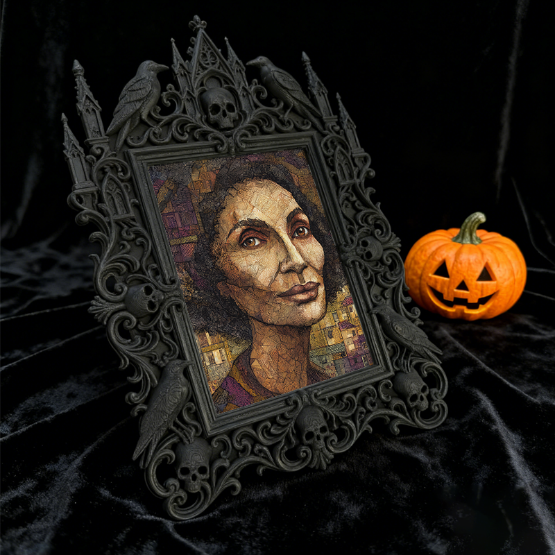 Gothic Dark-style Photo Frame | Handmade Leather Workshop Decor, Photo Ornament, Wall-mountable & Tabletop, Waterproof Plastic Frame