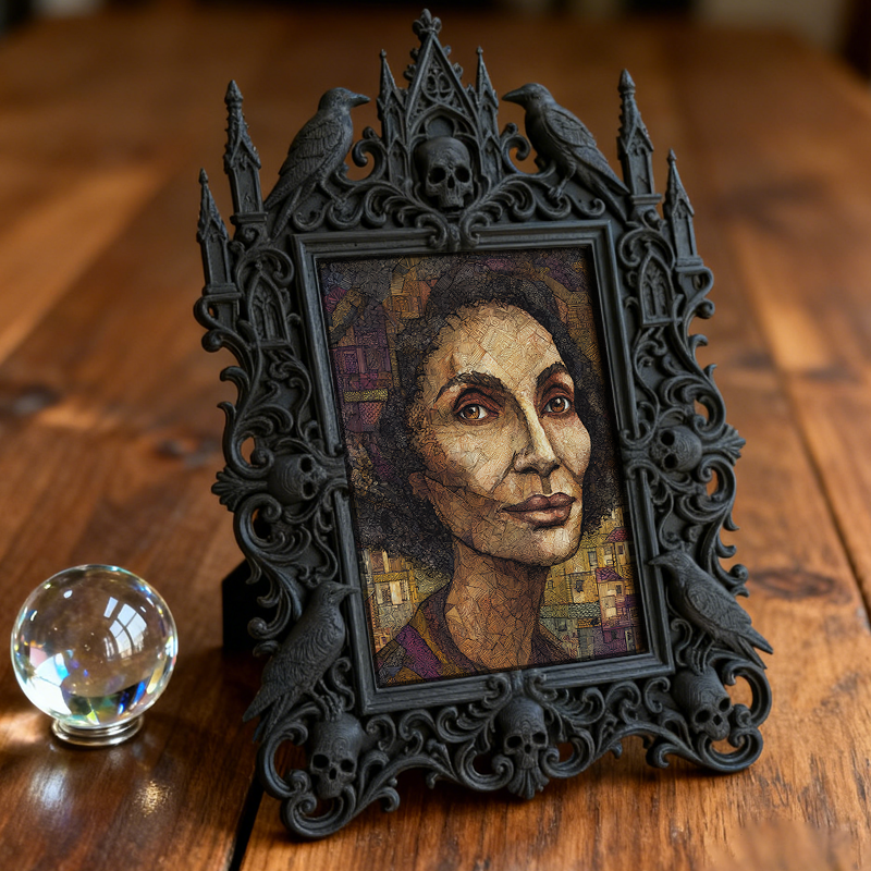 Gothic Dark-style Photo Frame | Handmade Leather Workshop Decor, Photo Ornament, Wall-mountable & Tabletop, Waterproof Plastic Frame