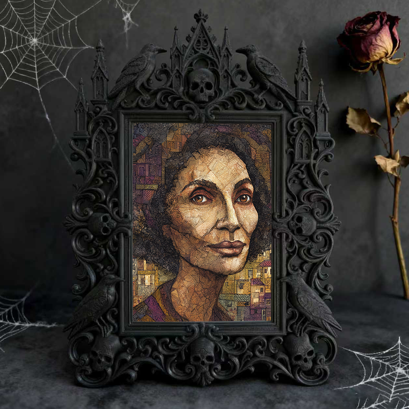 Gothic Dark-style Photo Frame | Handmade Leather Workshop Decor, Photo Ornament, Wall-mountable & Tabletop, Waterproof Plastic Frame