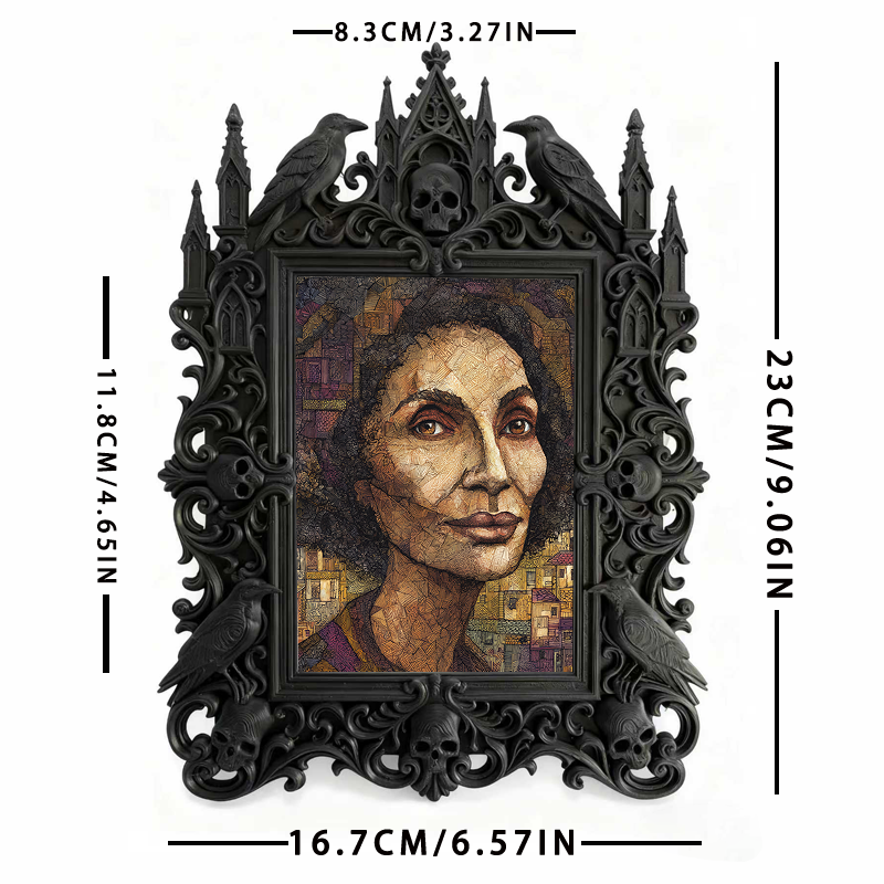 Gothic Dark-style Photo Frame | Handmade Leather Workshop Decor, Photo Ornament, Wall-mountable & Tabletop, Waterproof Plastic Frame