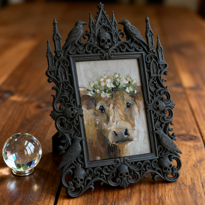 Gothic Dark-style Photo Frame | Gothic Wedding Sign-in Table Decor, Photo Ornament, Wall-mountable & Tabletop, Waterproof Plastic Frame