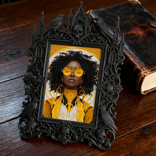 Gothic Dark-style Photo Frame | Pottery Painting Studio Shelf Decor, Photo Ornament, Wall-mountable & Tabletop, Waterproof Plastic Frame