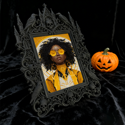 Gothic Dark-style Photo Frame | Pottery Painting Studio Shelf Decor, Photo Ornament, Wall-mountable & Tabletop, Waterproof Plastic Frame