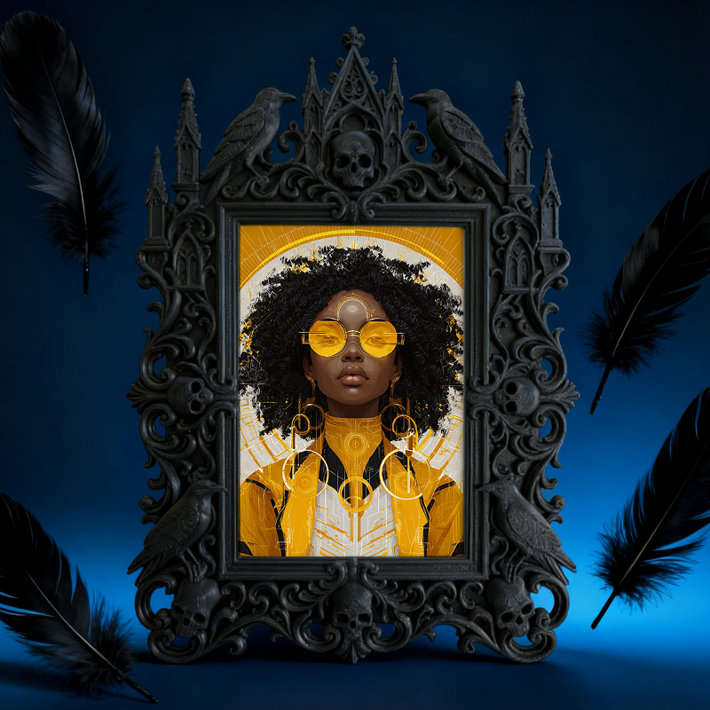 Gothic Dark-style Photo Frame | Pottery Painting Studio Shelf Decor, Photo Ornament, Wall-mountable & Tabletop, Waterproof Plastic Frame