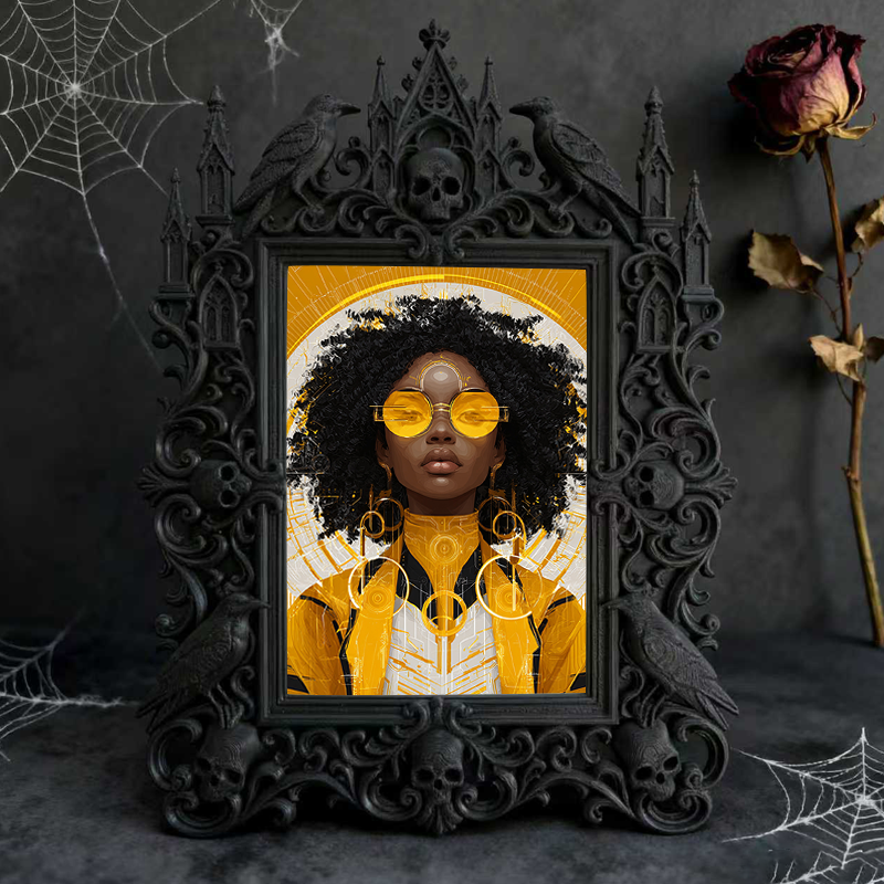 Gothic Dark-style Photo Frame | Pottery Painting Studio Shelf Decor, Photo Ornament, Wall-mountable & Tabletop, Waterproof Plastic Frame