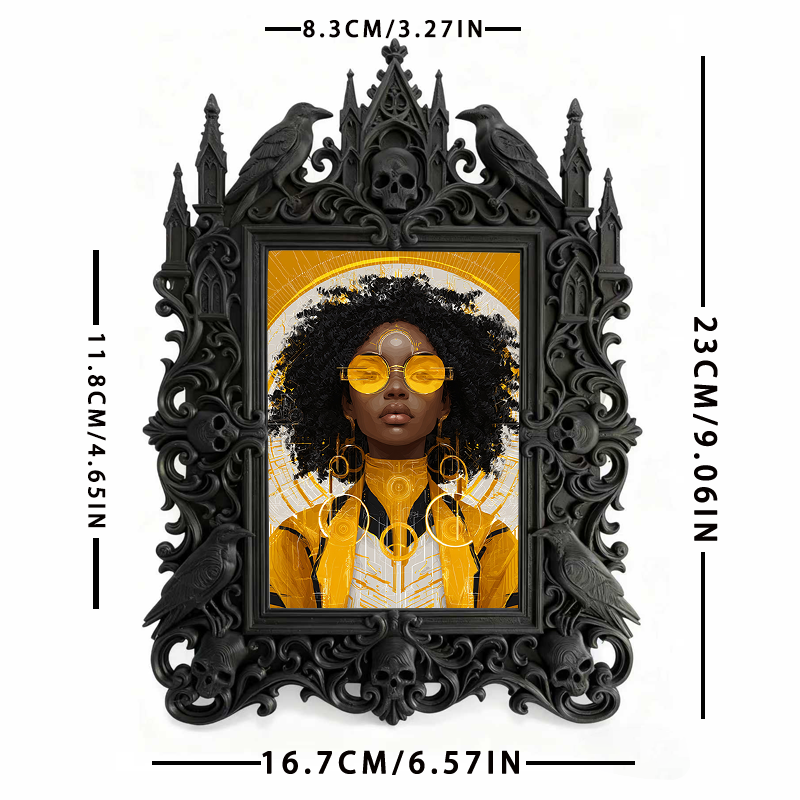 Gothic Dark-style Photo Frame | Pottery Painting Studio Shelf Decor, Photo Ornament, Wall-mountable & Tabletop, Waterproof Plastic Frame
