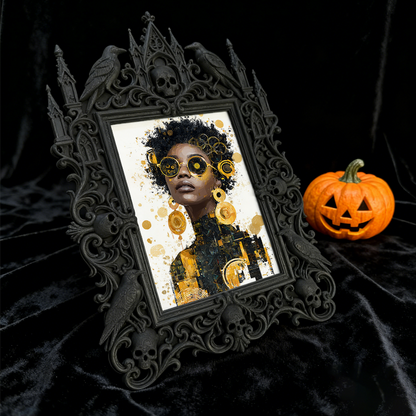 Gothic Dark-style Photo Frame | Retro Arcade Game Room Decor, Photo Ornament, Wall-mountable & Tabletop, Waterproof Plastic Frame