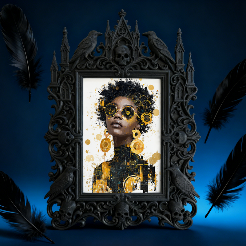 Gothic Dark-style Photo Frame | Retro Arcade Game Room Decor, Photo Ornament, Wall-mountable & Tabletop, Waterproof Plastic Frame