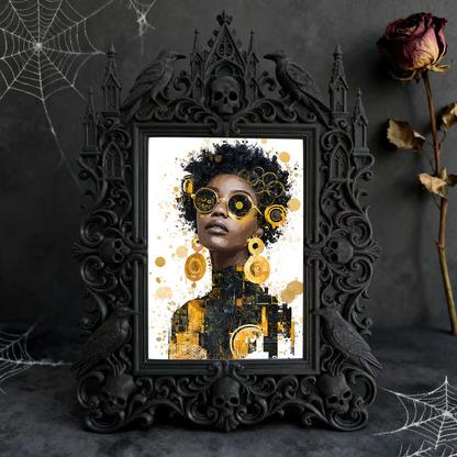 Gothic Dark-style Photo Frame | Retro Arcade Game Room Decor, Photo Ornament, Wall-mountable & Tabletop, Waterproof Plastic Frame