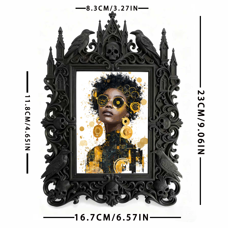 Gothic Dark-style Photo Frame | Retro Arcade Game Room Decor, Photo Ornament, Wall-mountable & Tabletop, Waterproof Plastic Frame