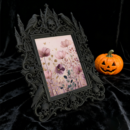 Gothic Dark-style Photo Frame | Herbal Apothecary Shop Corner Decor, Photo Ornament, Wall-mountable & Tabletop, Waterproof Plastic Frame
