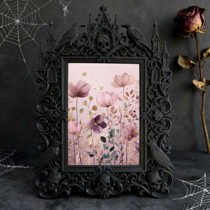 Gothic Dark-style Photo Frame | Herbal Apothecary Shop Corner Decor, Photo Ornament, Wall-mountable & Tabletop, Waterproof Plastic Frame