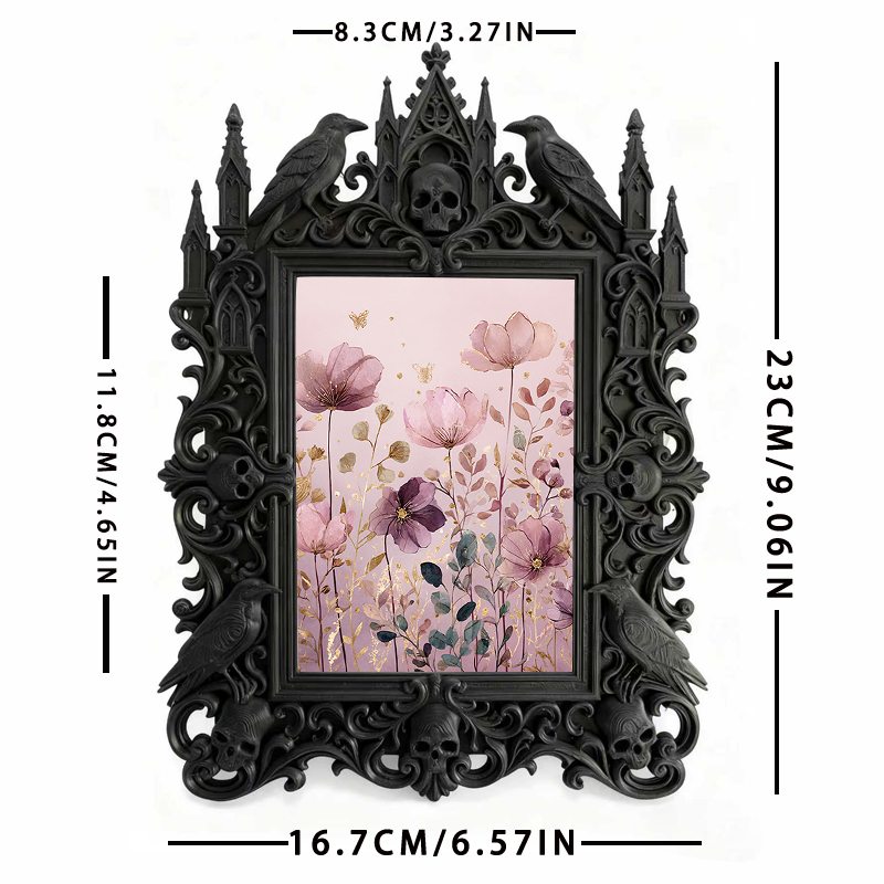 Gothic Dark-style Photo Frame | Herbal Apothecary Shop Corner Decor, Photo Ornament, Wall-mountable & Tabletop, Waterproof Plastic Frame