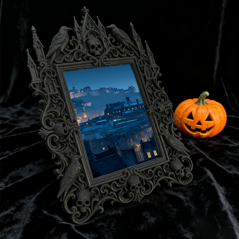 Gothic Dark-style Photo Frame | LARP Role-playing Camp Decor, Photo Ornament, Wall-mountable & Tabletop, Waterproof Plastic Frame