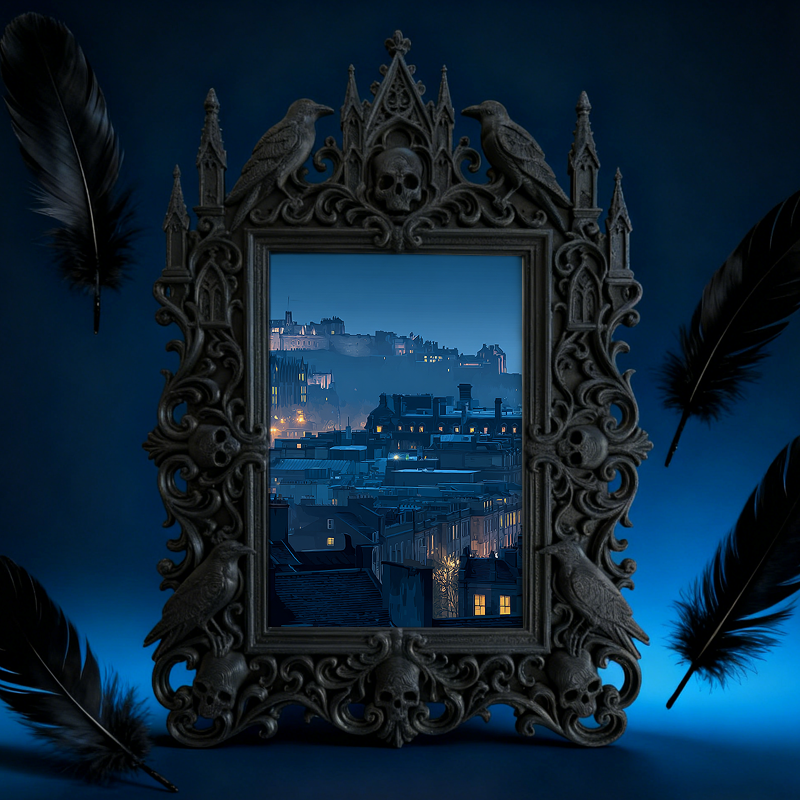 Gothic Dark-style Photo Frame | LARP Role-playing Camp Decor, Photo Ornament, Wall-mountable & Tabletop, Waterproof Plastic Frame