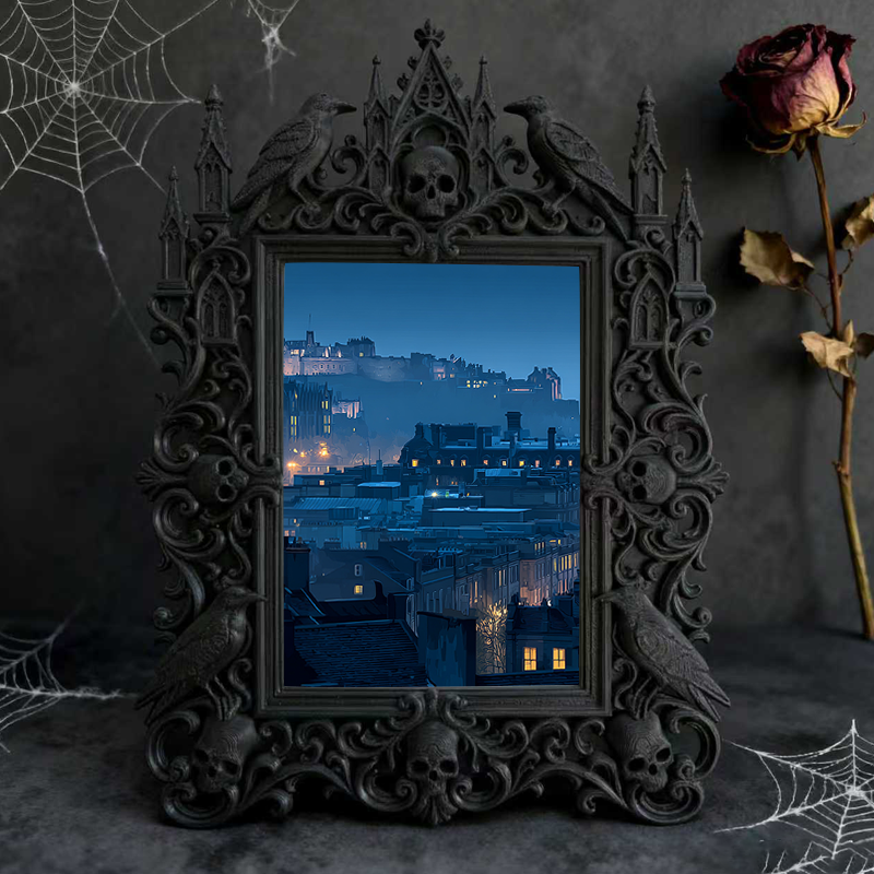 Gothic Dark-style Photo Frame | LARP Role-playing Camp Decor, Photo Ornament, Wall-mountable & Tabletop, Waterproof Plastic Frame