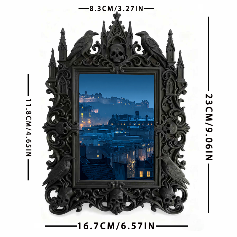Gothic Dark-style Photo Frame | LARP Role-playing Camp Decor, Photo Ornament, Wall-mountable & Tabletop, Waterproof Plastic Frame