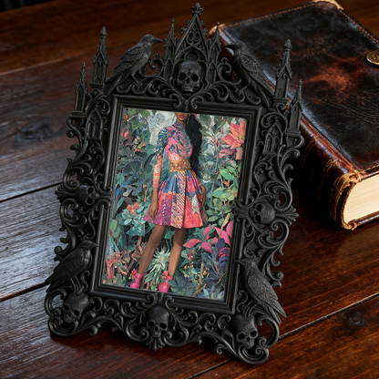 Gothic Dark-style Photo Frame | Dark Academia Study Room Decor, Photo Ornament, Wall-mountable & Tabletop, Waterproof Plastic Frame