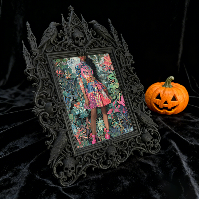 Gothic Dark-style Photo Frame | Dark Academia Study Room Decor, Photo Ornament, Wall-mountable & Tabletop, Waterproof Plastic Frame