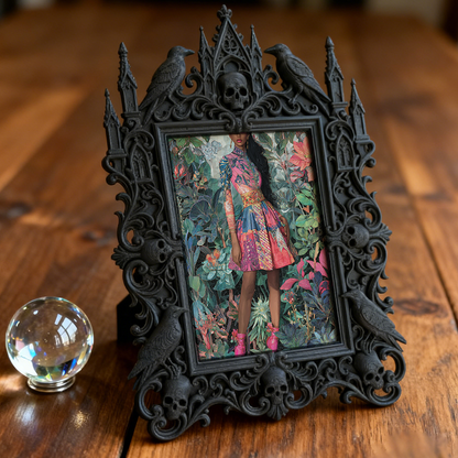 Gothic Dark-style Photo Frame | Dark Academia Study Room Decor, Photo Ornament, Wall-mountable & Tabletop, Waterproof Plastic Frame