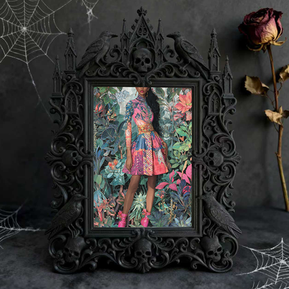 Gothic Dark-style Photo Frame | Dark Academia Study Room Decor, Photo Ornament, Wall-mountable & Tabletop, Waterproof Plastic Frame