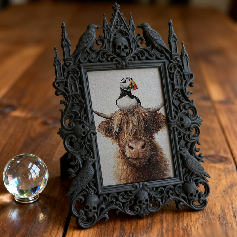 Gothic Dark-style Photo Frame | Perfume Boutique Shelf Decor, Photo Ornament, Wall-mountable & Tabletop, Waterproof Plastic Frame
