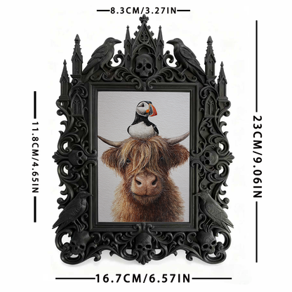 Gothic Dark-style Photo Frame | Perfume Boutique Shelf Decor, Photo Ornament, Wall-mountable & Tabletop, Waterproof Plastic Frame