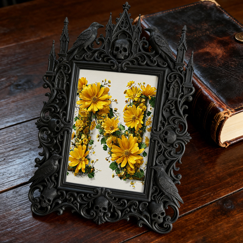 Gothic Dark-style Photo Frame | Skate Park Lounge Area Decor, Photo Ornament, Wall-mountable & Tabletop, Waterproof Plastic Frame