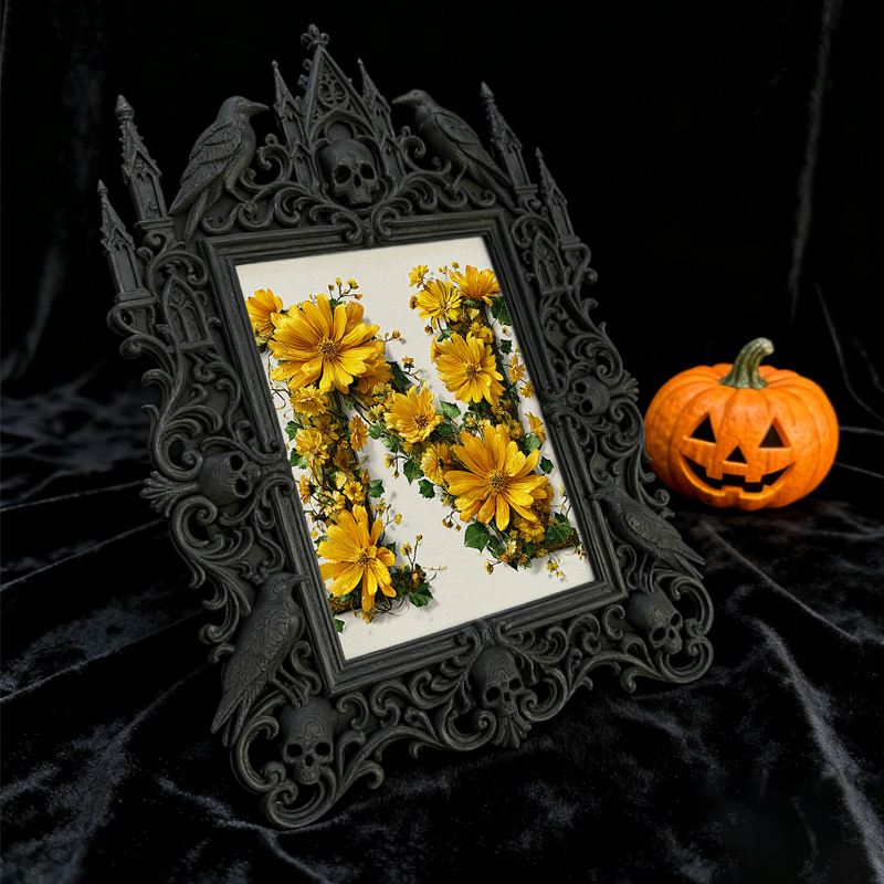 Gothic Dark-style Photo Frame | Skate Park Lounge Area Decor, Photo Ornament, Wall-mountable & Tabletop, Waterproof Plastic Frame