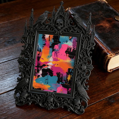 Gothic Dark-style Photo Frame | Bookbinding Studio Desk Decor, Photo Ornament, Wall-mountable & Tabletop, Waterproof Plastic Frame