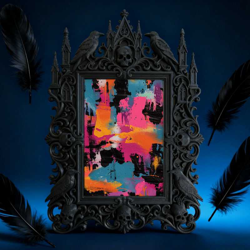 Gothic Dark-style Photo Frame | Bookbinding Studio Desk Decor, Photo Ornament, Wall-mountable & Tabletop, Waterproof Plastic Frame