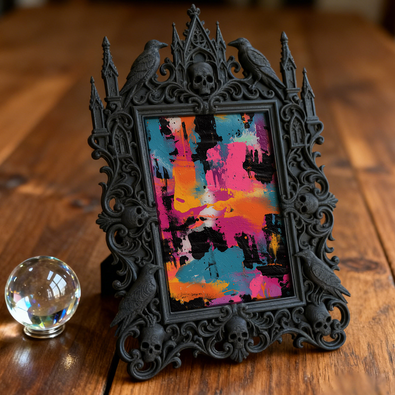 Gothic Dark-style Photo Frame | Bookbinding Studio Desk Decor, Photo Ornament, Wall-mountable & Tabletop, Waterproof Plastic Frame
