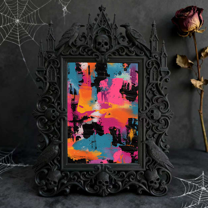 Gothic Dark-style Photo Frame | Bookbinding Studio Desk Decor, Photo Ornament, Wall-mountable & Tabletop, Waterproof Plastic Frame