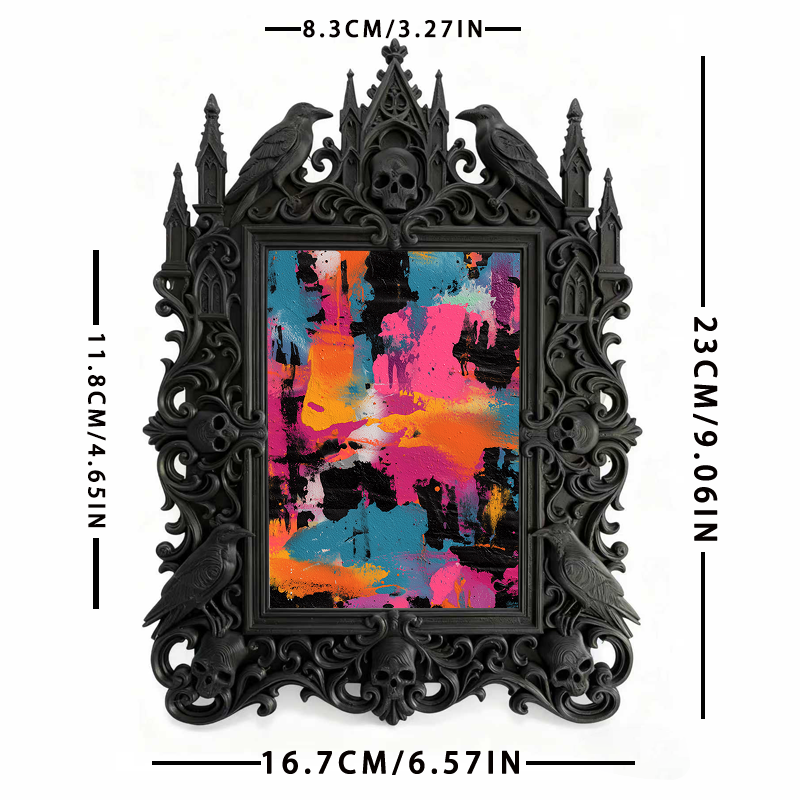 Gothic Dark-style Photo Frame | Bookbinding Studio Desk Decor, Photo Ornament, Wall-mountable & Tabletop, Waterproof Plastic Frame