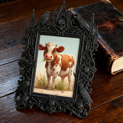 Gothic Dark-style Photo Frame | Vampire-themed Café Wall Decor, Photo Ornament, Wall-mountable & Tabletop, Waterproof Plastic Frame