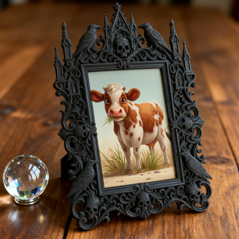 Gothic Dark-style Photo Frame | Vampire-themed Café Wall Decor, Photo Ornament, Wall-mountable & Tabletop, Waterproof Plastic Frame