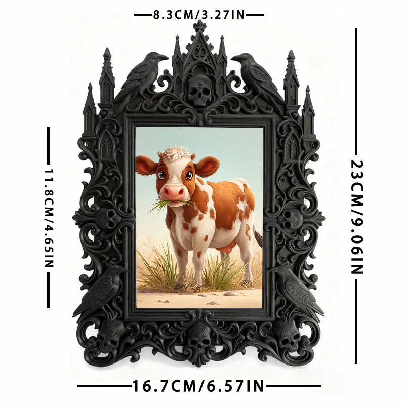 Gothic Dark-style Photo Frame | Vampire-themed Café Wall Decor, Photo Ornament, Wall-mountable & Tabletop, Waterproof Plastic Frame