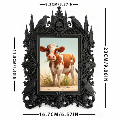 Gothic Dark-style Photo Frame | Vampire-themed Café Wall Decor, Photo Ornament, Wall-mountable & Tabletop, Waterproof Plastic Frame