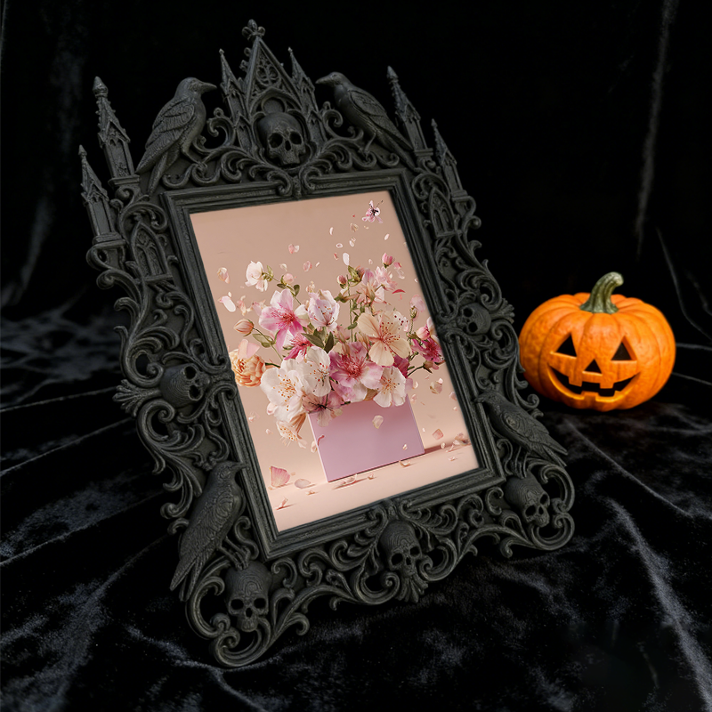 Gothic Dark-style Photo Frame | Retro Comic Book Store Decor, Photo Ornament, Wall-mountable & Tabletop, Waterproof Plastic Frame