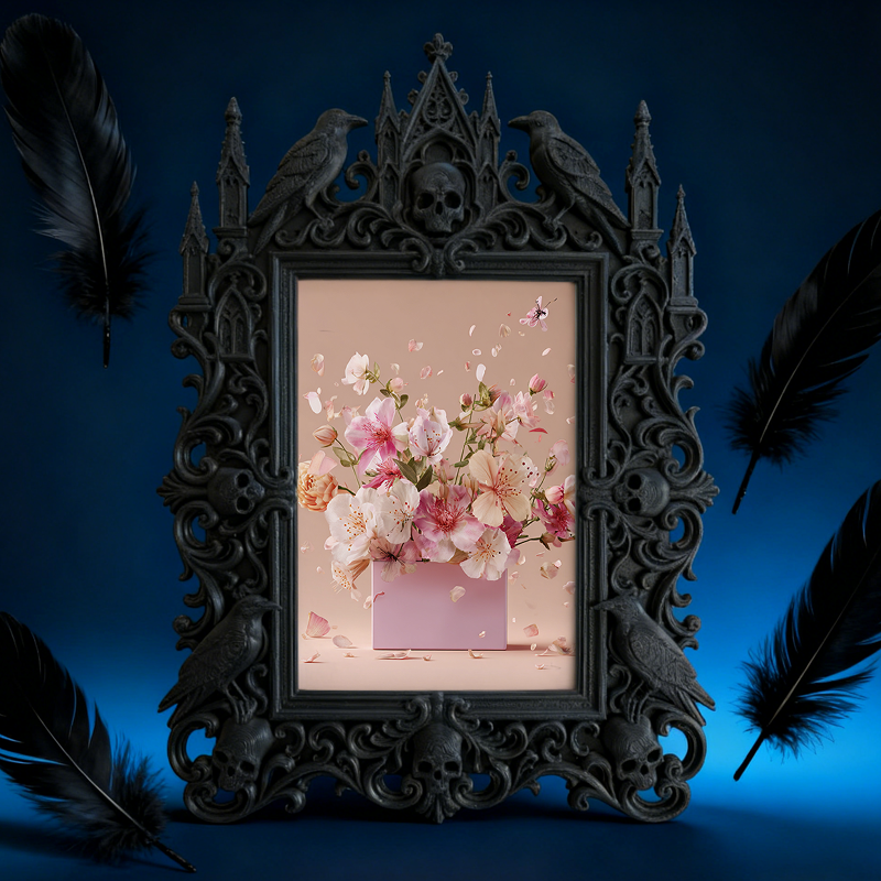 Gothic Dark-style Photo Frame | Retro Comic Book Store Decor, Photo Ornament, Wall-mountable & Tabletop, Waterproof Plastic Frame