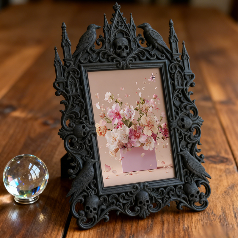 Gothic Dark-style Photo Frame | Retro Comic Book Store Decor, Photo Ornament, Wall-mountable & Tabletop, Waterproof Plastic Frame