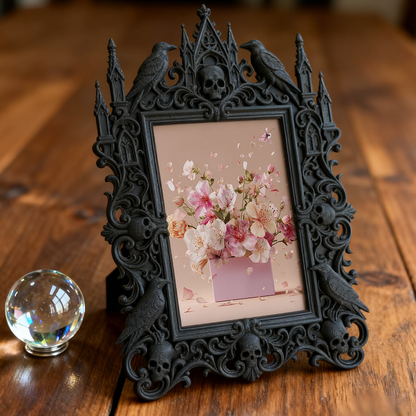 Gothic Dark-style Photo Frame | Retro Comic Book Store Decor, Photo Ornament, Wall-mountable & Tabletop, Waterproof Plastic Frame