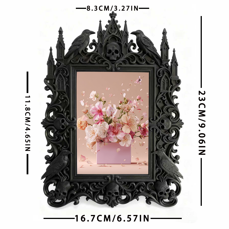 Gothic Dark-style Photo Frame | Retro Comic Book Store Decor, Photo Ornament, Wall-mountable & Tabletop, Waterproof Plastic Frame