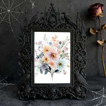Gothic Dark-style Photo Frame | Witchy Altar Table Decor, Photo Ornament, Wall-mountable & Tabletop, Waterproof Plastic Frame