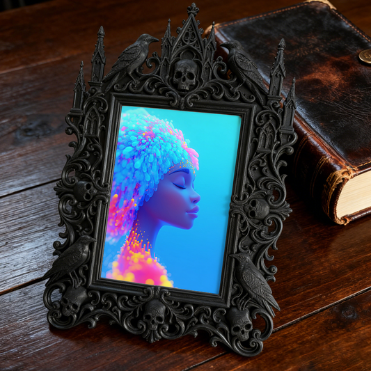 Gothic Dark-style Photo Frame | Handmade Jewelry Shop Window Decor, Photo Ornament, Wall-mountable & Tabletop, Waterproof Plastic Frame