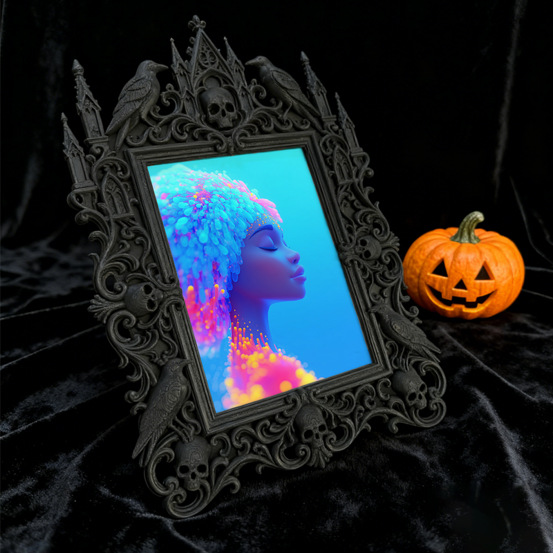 Gothic Dark-style Photo Frame | Handmade Jewelry Shop Window Decor, Photo Ornament, Wall-mountable & Tabletop, Waterproof Plastic Frame